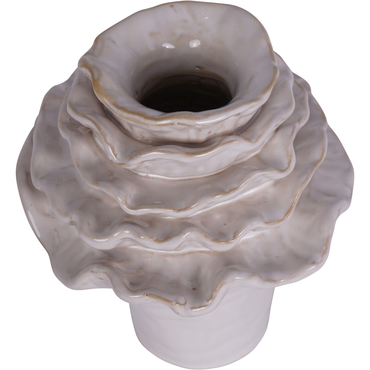 Layered Petals Ceramic Off White Vase Small